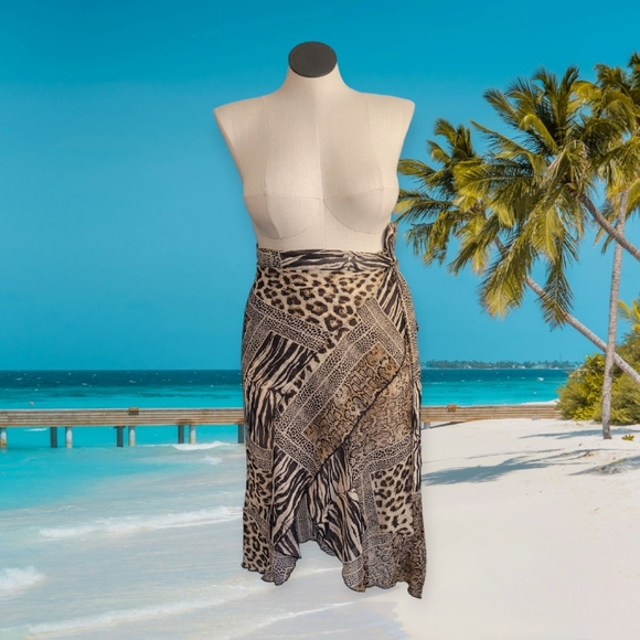 Wild Animal Print Wrap Skirt - Picture 1 of 5